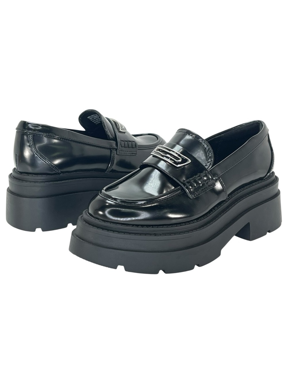 Wild Pair Nelley Black Patent Leather Womens Penny Loafers Size 6M - Picture 12 of 12